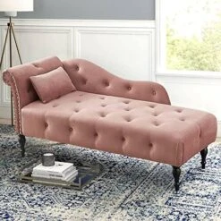 Holaki Velvet Chaise Lounge,Indoor Accent Chaise Chair With Pillow,Button Tufted Right Arm Facing Lounge Chair With Nailhead Trim & Solid Wood Legs,Modern Sleeper Sofa For Living Room (White) -Songmics Furniture Shop 51biuTjEXEL. AC