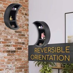 Crescent Moon Shelf Gothic Decor - Large, Sturdy And Reversible Wall Crystal Display Shelf And Gothic Home Moon Decor For Essential Oils, Wiccan Decor And Crystal Shelf Display Black Moon Wall Decor 6 Crescent Moon Shelf Gothic Decor - Large, Sturdy And Reversible Wall Crystal Display Shelf And Gothic Home Moon Decor For Essential Oils, Wiccan Decor And Crystal Shelf Display Black Moon Wall Decor -Songmics Furniture Shop 51bk4eaAVzL