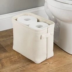 MDesign Narrow Fabric Storage Bin Basket With Handles For Bathroom Closet, Vanity, Cabinet, Cubby, Countertop, Tall Slim Baskets For Towels, Toilet Tissue, Crane Collection, 4 Pack - Cream 11 MDesign Narrow Fabric Storage Bin Basket With Handles For Bathroom Closet, Vanity, Cabinet, Cubby, Countertop, Tall Slim Baskets For Towels, Toilet Tissue, Crane Collection, 4 Pack - Cream -Songmics Furniture Shop 51bm7uqs8DL