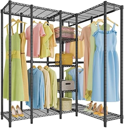 VIPEK L50 Protable Closet Rack Large Corner Freestanding Wardrobe Closet, Multi-Functional L Shaped Clothes Rack Heavy Duty Metal Clothing Rack For Hanging Clothes, Max Load 1150LBS, Black 6 VIPEK L50 Protable Closet Rack Large Corner Freestanding Wardrobe Closet, Multi-Functional L Shaped Clothes Rack Heavy Duty Metal Clothing Rack For Hanging Clothes, Max Load 1150LBS, Black - Image 6