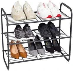 MAX Houser 2-Tier Metal Shoe Rack, Free Standing Shoe Storage Organizer, Wire Grid Shoe Tower For Closet Bedroom, Entryway, Gunmetal -Songmics Furniture Shop 51btlLIRL. AC