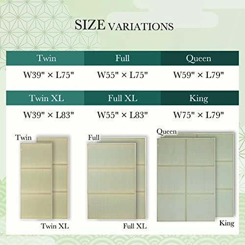FULI Japanese Tatami Mattress, Igusa Mat (100% Japanese Rush Grass) Folds In Three, Made In Japan (Natural, Twin XL) 3 FULI Japanese Tatami Mattress, Igusa Mat (100% Japanese Rush Grass) Folds In Three, Made In Japan (Natural, Twin XL) - Image 3