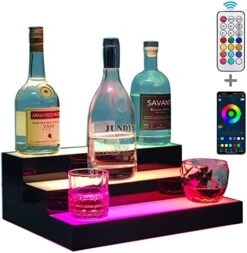 LED Lighted Liquor Bottle Display Shelf For Home Bar, App&Remote Control, 366 Light Model/Control Light Intensity/Transition Speed, 16 Inch 2 Step Lighted Bar Shelves, Bar Organizer For Liquor -Songmics Furniture Shop 51byPTTWr3L. AC
