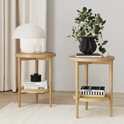 Nathan James Oraa Round Modern Side Accent Or End Table For Living Bedroom And Nursery Room, 1, Light Brown -Songmics Furniture Shop 51byf4TANyL. AC