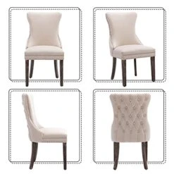 KCC Velvet Dining Chairs Set Of 4, Tufted Upholstered Wingback High-end Dining Kitchen Chair With Nailhead Solid Wood Legs, Contemporary Nikki Collection Modern Style, Beige 18 KCC Velvet Dining Chairs Set Of 4, Tufted Upholstered Wingback High-end Dining Kitchen Chair With Nailhead Solid Wood Legs, Contemporary Nikki Collection Modern Style, Beige -Songmics Furniture Shop 51bzbJdzFeL