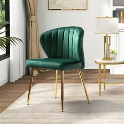 HULALA HOME Velvet Dining Chairs, Modern Small Armless Accent Chair With Gold Metal Legs, Living Room Upholstered Cute Side Chair, Elegant Tufted Back Vanity Chair For Bedroom/Beauty Room-Ivory -Songmics Furniture Shop 51c6MqOEfKL. AC