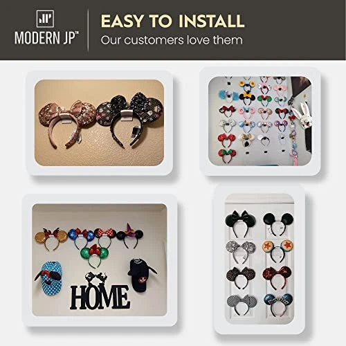 Modern JP Adhesive Hooks For Disney Ears (16-Pack) - Minimalist Disney Ear Holder, No Drilling Headband Holder Design, Strong Hold Headband Organizer - U.S. Patent Pending, Clear 2 Modern JP Adhesive Hooks For Disney Ears (16-Pack) - Minimalist Disney Ear Holder, No Drilling Headband Holder Design, Strong Hold Headband Organizer - U.S. Patent Pending, Clear - Image 2