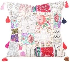 Eyes Of India - 22 X 12 Purple Patchwork Round Pouf Pouffe Ottoman Cover Floor Seating Bohemian Accent Boho Chic Indian Handmade -Songmics Furniture Shop 51cKjiG36aL. AC 1