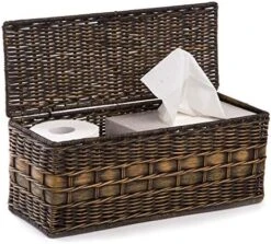 The Basket Lady Lidded Wicker Box, 16 In L X 6.5 In W X 7 In H, Antique Walnut Brown -Songmics Furniture Shop 51cLoDqTwL. AC