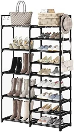 WOWLIVE 9 Tiers Shoe Rack Shoe Storage Shoe Organizer 30-35 Pairs Shoe Tower Unit Shelf Durable Metal Pipes With Plastic Connectors Stackable Cabinet Black(SSS2B9) 11 WOWLIVE 9 Tiers Shoe Rack Shoe Storage Shoe Organizer 30-35 Pairs Shoe Tower Unit Shelf Durable Metal Pipes With Plastic Connectors Stackable Cabinet Black(SSS2B9) -Songmics Furniture Shop 51cNHzagtqS. AC