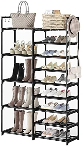 WOWLIVE 9 Tiers Shoe Rack Shoe Storage Shoe Organizer 30-35 Pairs Shoe Tower Unit Shelf Durable Metal Pipes With Plastic Connectors Stackable Cabinet Black(SSS2B9) 6 WOWLIVE 9 Tiers Shoe Rack Shoe Storage Shoe Organizer 30-35 Pairs Shoe Tower Unit Shelf Durable Metal Pipes With Plastic Connectors Stackable Cabinet Black(SSS2B9) - Image 6