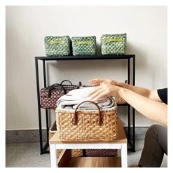 ZHYLing Handmade Basket Basket Fabric Laundry Bag Storage Bag Snacks Books Sundries Container Household Goods Storage Box Rattan Rattan Storage Rattan (Color : Multi) -Songmics Furniture Shop 51cRZC0886L