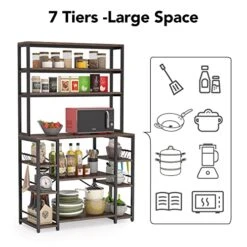 Tribesigns 5 Tiers Kitchen Bakers Rack With Hutch, Microwave Oven Stand, Wood Kitchen Storage Shelves, Large Baker's Rack Organizer With Storage, Brown 7 Tribesigns 5 Tiers Kitchen Bakers Rack With Hutch, Microwave Oven Stand, Wood Kitchen Storage Shelves, Large Baker's Rack Organizer With Storage, Brown -Songmics Furniture Shop 51cTYouP6IL