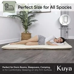 Kuya Japanese Futon Floor Mattress For Adults & Kids - Premium Japanese Shikibuton Cotton Sleep Mat With Luxurious Fitted Sheet & Portable Storage/Travel Bag - 100% Cotton Japanese Twin Bed (39x75in) -Songmics Furniture Shop 51cWHcbZCtL