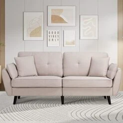 JAMFLY 63" Modern Loveseat Sofa Couch,Mid Century Couches For Living Room, Upholstered 2-Seat Love Seats With Pillow, Comfortable Small Space Sofa For Bedroom, Apartment -Songmics Furniture Shop 51cZz276pxL. AC