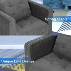 STHOUYN Mid Century Modern Upholstered Fabric Accent Chair With Arms Set Of 2 Armchair Comfy Reading Chair For Living Room Studio Office Couch, Single Sofa Set Bedroom Grey -Songmics Furniture Shop 51ckAvcQxnL