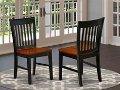 East West Furniture Dinner ANT-BLK-TP Wooden Dining Table With Cherry Round Tabletop And 36 X 29.5-Black Finish, 36-Inch & NFC-BCH-W Dining Chairs, Set Of 2 -Songmics Furniture Shop 51ckV3GGzJL