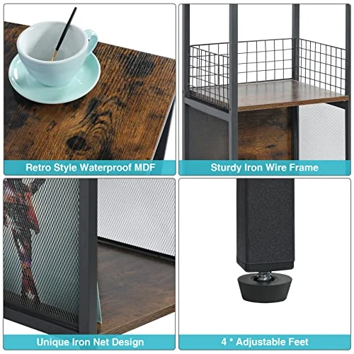 Honkazita Record Player Stand, Vinyl Record Storage Table With 2-Tier Record Player Cabinet For Albums, Vinyl Storage End Table Turntable Stand Record Display Table For Bedroom Living Room, Brown 5 Honkazita Record Player Stand, Vinyl Record Storage Table With 2-Tier Record Player Cabinet For Albums, Vinyl Storage End Table Turntable Stand Record Display Table For Bedroom Living Room, Brown - Image 5