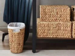 StorageWorks Wicker Waste Basket, Wicker Trash Basket With Built-in Handles, Handwoven Water Hyacinth Trash Can, Wicker Garbage Can For Bedroom, Bathroom, 1 Pack -Songmics Furniture Shop 51cngb5p5WL