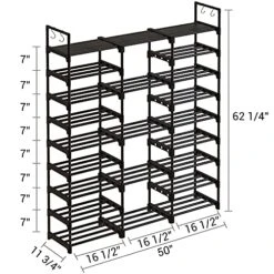 WOWLIVE 9 Tiers Large Shoe Rack Shoe Storage Shoe Organizer 50-55 Pairs Shoe Tower Unit Shelf Durable Metal Pipes With Plastic Connectors Stackable Shoe Cabinet Black(SSS3B9) 12 WOWLIVE 9 Tiers Large Shoe Rack Shoe Storage Shoe Organizer 50-55 Pairs Shoe Tower Unit Shelf Durable Metal Pipes With Plastic Connectors Stackable Shoe Cabinet Black(SSS3B9) -Songmics Furniture Shop 51d2YzB6GJL