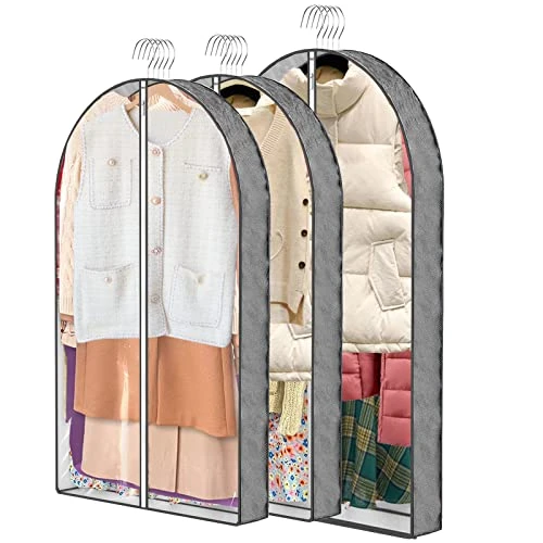 3 Pcs Garment Bags,40"and50" PEVA Moth-Proof Breathable Dust Cover,Clothing Bags For Hanging Clothes With Bedroom,Garment Covers For Suits, Padded Clothes, Shirts Prevent Dust 1 3 Pcs Garment Bags,40"and50" PEVA Moth-Proof Breathable Dust Cover,Clothing Bags For Hanging Clothes With Bedroom,Garment Covers For Suits, Padded Clothes, Shirts Prevent Dust