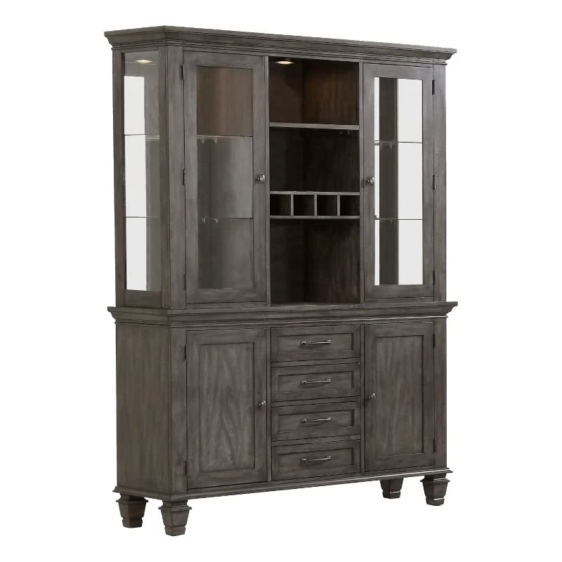 Sunset Trading Shades Of Gray Wood Lighted China Cabinet/Wine Storage In Gray 1 Sunset Trading Shades Of Gray Wood Lighted China Cabinet/Wine Storage In Gray