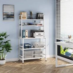 Tribesigns 5-Tier Kitchen Bakers Rack With Hutch, Industrial Microwave Oven Stand, Free Standing Kitchen Utility Cart Storage Shelf Organizer (White) -Songmics Furniture Shop 51d3Q9FGifL