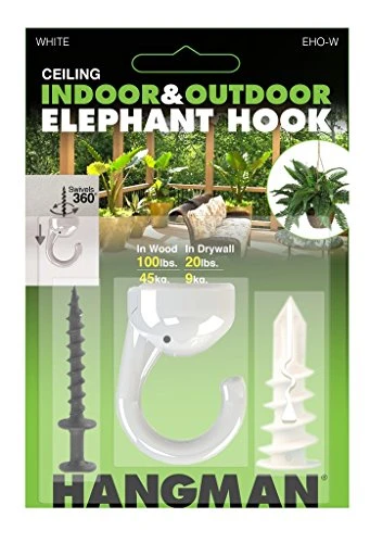 Hangman Products Elephant Hook Ceiling Hanger - (White) Pack Of 2 Hangers 4 Hangman Products Elephant Hook Ceiling Hanger - (White) Pack Of 2 Hangers - Image 4