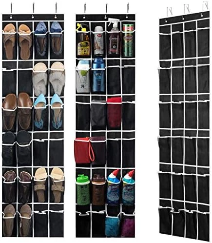 ZOBER Over The Door Shoe Organizer 3 Pack - 12 Mesh Pockets, Space Saving Hanging Shoe Holder For Maximizing Shoe Storage, Accessories, Toiletries, Etc. No Assembly Required (Black) 6 ZOBER Over The Door Shoe Organizer 3 Pack - 12 Mesh Pockets, Space Saving Hanging Shoe Holder For Maximizing Shoe Storage, Accessories, Toiletries, Etc. No Assembly Required (Black) - Image 6