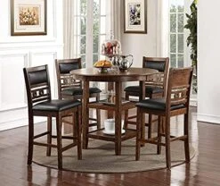 New Classic Furniture Gia 5-Piece Round Counter Height Set With 1 Dining Table And 4 Chairs, 42.25", Cherry -Songmics Furniture Shop 51d8B1UX1PS. AC