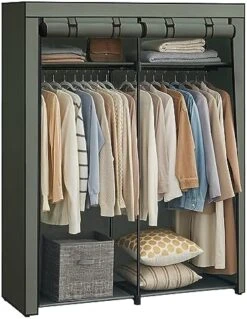 SONGMICS Closet Wardrobe, Portable Closet For Bedroom, Clothes Rail With Non-Woven Fabric Cover, Clothes Storage Organizer, 55.1 X 16.9 X 68.5 Inches, Gray URYG02GY 21 SONGMICS Closet Wardrobe, Portable Closet For Bedroom, Clothes Rail With Non-Woven Fabric Cover, Clothes Storage Organizer, 55.1 X 16.9 X 68.5 Inches, Gray URYG02GY -Songmics Furniture Shop 51dA26UPJuL. AC