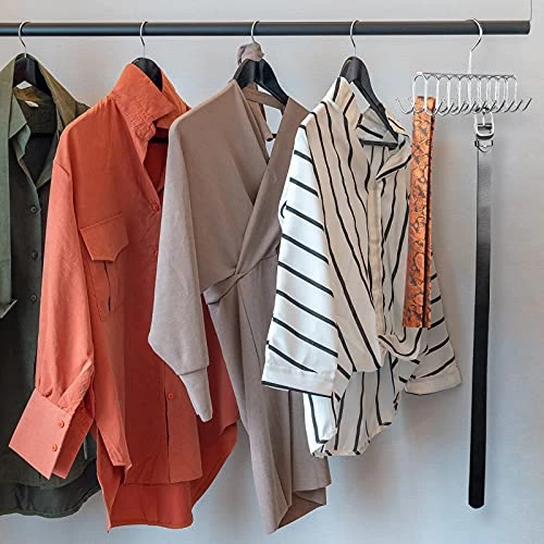 Belt Tie Rack Hanger Removable Metal Hanger With Hooks Shawls Belt Towels Holder Organizer Storage Rack Space Saving, 20 Hooks, 12 X 4 X 3 Inch (Silver, 2) 3 Belt Tie Rack Hanger Removable Metal Hanger With Hooks Shawls Belt Towels Holder Organizer Storage Rack Space Saving, 20 Hooks, 12 X 4 X 3 Inch (Silver, 2) - Image 3