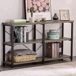 GRELO HOME Foyer Tables For Entryway, Rustic Narrow Console Table For Living Room, 3-Tier Industrial Sofa Table, 39 Inch Gray Oak -Songmics Furniture Shop 51dGOGU6irS. AC