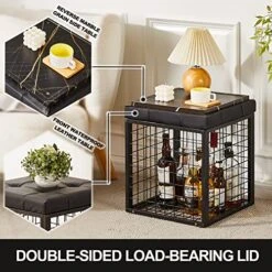 Mxfurhawa Iron Mesh Storage Ottoman, 55L Multipurpose Ottoman With Storage For Bedroom And Livingroom, Faux Leather Black Footrest With Foam Padded Seat, Support 350lbs -Songmics Furniture Shop 51dLLJC9jbL