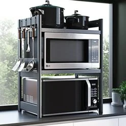 DREANNI Microwave Storage Rack Expendable Microwave Rack, Kitchen Baker's Utility Organizer Shelf Counter Toaster Storage Stand Hight Adjustable Office Printer Work Station Racks/1Tier -Songmics Furniture Shop 51dNLNun46L. AC