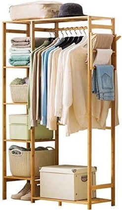 Ufine Bamboo Garment Rack 6 Tier Storage Shelves Clothes Hanging Rack With Side Hooks, Heavy Duty Clothing Rack Portable Wardrobe Closet Organizer 11 Ufine Bamboo Garment Rack 6 Tier Storage Shelves Clothes Hanging Rack With Side Hooks, Heavy Duty Clothing Rack Portable Wardrobe Closet Organizer -Songmics Furniture Shop 51dNnYcgo L. AC