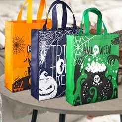 12PCS Halloween Trick Or Treat Bags,Halloween Tote Bags With Handles, Large Gift Bags, Multifunctional Non-Woven Halloween Bags For Gifts Wrapping, Trick Or Treat, Halloween Party Supplies, 15×11.8×3.9" -Songmics Furniture Shop 51dQgjn7gQL