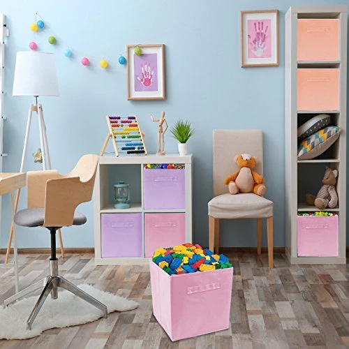 Sorbus® 11 Inch Cube Storage Organizer Bins - 6 Pack - Foldable Storage Cubes - Rectangular Shelf Basket - Great For Nursery, Playroom, Closet, Home Organization (Multi - Pink Orange Purple) 4 Sorbus® 11 Inch Cube Storage Organizer Bins - 6 Pack - Foldable Storage Cubes - Rectangular Shelf Basket - Great For Nursery, Playroom, Closet, Home Organization (Multi - Pink Orange Purple) - Image 4