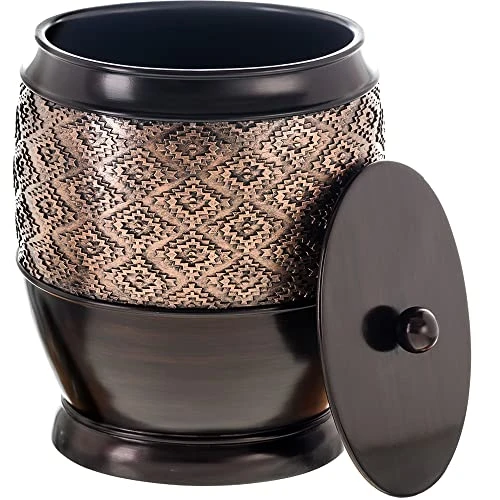 Creative Scents Dublin Small Trash Can With Lid - Decorative Waste Basket, Durable Resin Slim Bathroom Covered Garbage Can Wastebasket Bin For Diaper/Paper (Brown) 1 Creative Scents Dublin Small Trash Can With Lid - Decorative Waste Basket, Durable Resin Slim Bathroom Covered Garbage Can Wastebasket Bin For Diaper/Paper (Brown)