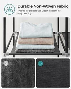 SONGMICS Portable Closet, Wardrobe Closet Organizer With Cover, 3 Hanging Rods And Shelves, 4 Side Pockets, 51.2 X 17.7 X 65.7 Inches, Large Capacity For Bedroom, Living Room, Black URYG092B02 -Songmics Furniture Shop 51dcq3s4eDL