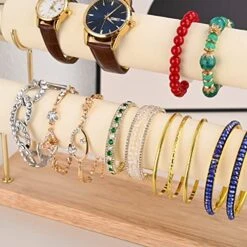 Aqerimit White Bangle Display Holder With T-bar Two Tier Bracelet Stand Storage Towers For Jewelry Organization -Songmics Furniture Shop 51dnczD6DcL