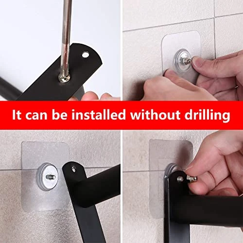 Towel Bars Freely Retractable 20-30 Inche Stainless Steel 304 Bath Towel Rack Strong 3M Adhesive Bathroom Wall-mounting Free Mounting Hole-Installing Washroom Kitchen Space Saving Black-3 Bars 2 Towel Bars Freely Retractable 20-30 Inche Stainless Steel 304 Bath Towel Rack Strong 3M Adhesive Bathroom Wall-mounting Free Mounting Hole-Installing Washroom Kitchen Space Saving Black-3 Bars - Image 2