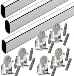 60" Oval Closet Rod With End Supports - Polished Chrome - 3 Sets -Songmics Furniture Shop 51dpJp WZLL. AC