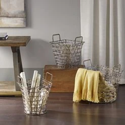 Madison Park Havana Basket Set Of 3, Gold