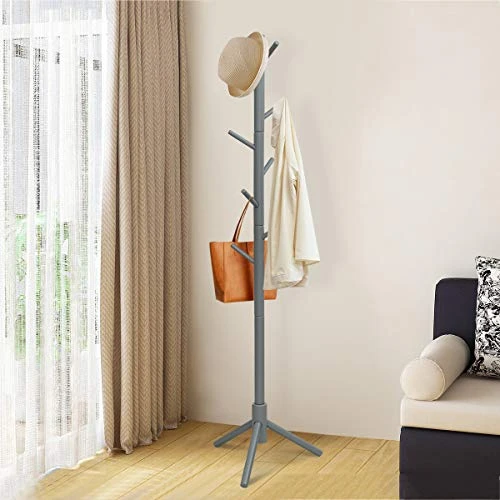 Tangkula Coat Rack Freestanding, Rubber Wood Coat Stand With 8 Hooks, Height Adjustable Entryway Coat Tree Coat Hanger Stand For Home Office Hall Entryway 3 Tangkula Coat Rack Freestanding, Rubber Wood Coat Stand With 8 Hooks, Height Adjustable Entryway Coat Tree Coat Hanger Stand For Home Office Hall Entryway - Image 3