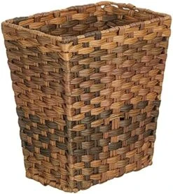 MDesign Small Woven Trash Can - Slim Rectangular Waste Basket - Decorative Garbage Waste Bin For Bedroom, Bathroom, Kitchen, Home Office, Craft, Laundry, Utility Rooms, And Garage - Taupe -Songmics Furniture Shop 51druedYKFL. AC