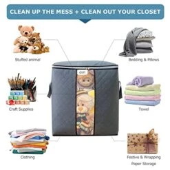 Toresper 6Pcs Closet Organization And Storage,Large Capacity Toy Storage With Reinforced Handles,Foldable Storage Bags With Clear Window For Clothes Pillow Blankets Bedding -Songmics Furniture Shop 51duAzJQ0JL