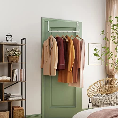 Tajsoon Over The Door Closet Valet, Expandable & Adjustable Over The Door Clothes Organizer Rack And Door Hanger For Clothing Or Towel, Drying Clothes, Bathrooms, Fits Doors Up To 1¾”, Metal, White 6 Tajsoon Over The Door Closet Valet, Expandable & Adjustable Over The Door Clothes Organizer Rack And Door Hanger For Clothing Or Towel, Drying Clothes, Bathrooms, Fits Doors Up To 1¾”, Metal, White - Image 6