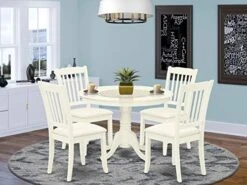 East West Furniture HLDA5-BMK-W 5PC Round 42 Inch Table And 4 Vertical Slatted Chairs -Songmics Furniture Shop 51dzZj6SVGL. AC