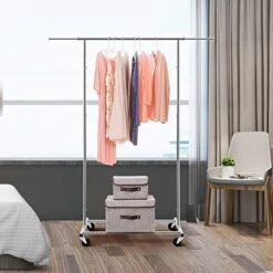 Simple Trending Standard Rod Clothing Garment Rack, Rolling Clothes Organizer On Wheels For Hanging Clothes, Chrome 12 Simple Trending Standard Rod Clothing Garment Rack, Rolling Clothes Organizer On Wheels For Hanging Clothes, Chrome -Songmics Furniture Shop 51e1IEHOFzL